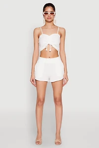 Womens Almost Famous Smocked Waist Shorts, White, Size L
