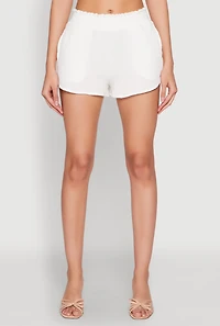 Womens Almost Famous Smocked Waist Shorts, White, Size L