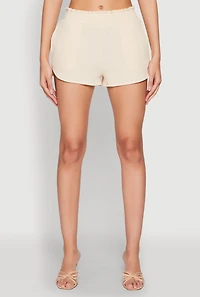 Womens Almost Famous Smocked Waist Shorts, Khaki, Size M