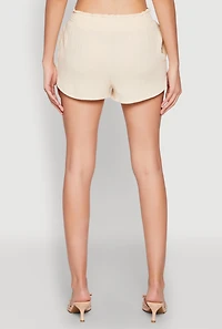 Womens Almost Famous Smocked Waist Shorts, Khaki, Size M