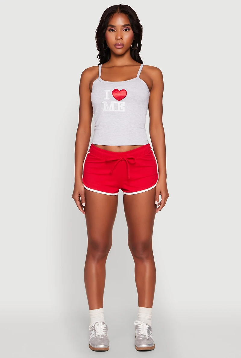 Womens Almost Famous Graphic Print Cropped Cami, Grey, Size M