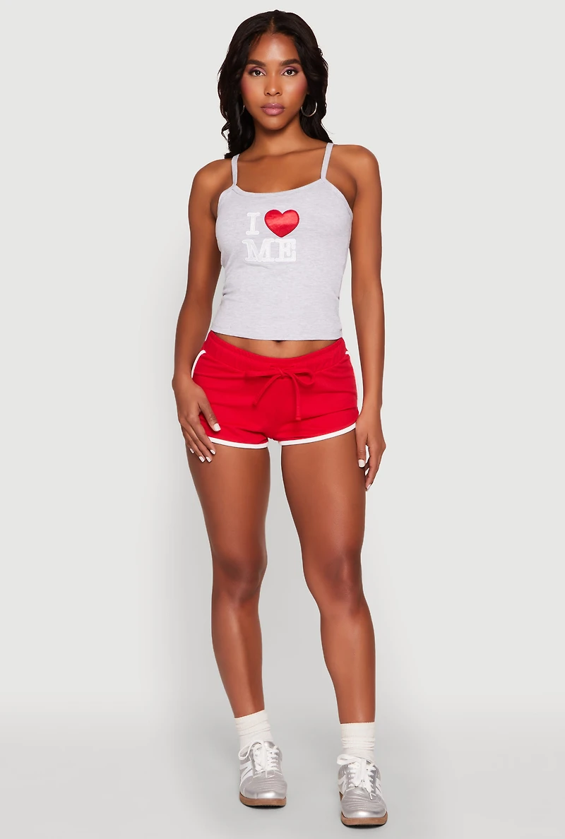 Womens Almost Famous Graphic Print Cropped Cami, Grey, Size M