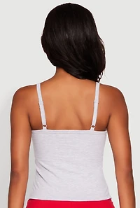 Womens Almost Famous Graphic Print Cropped Cami, Grey, Size M