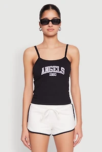 Womens Almost Famous Graphic Print Cropped Cami, Black,