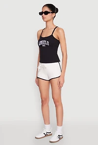 Womens Almost Famous Graphic Print Cropped Cami, Black, Size M