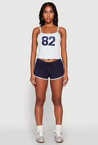 Womens Almost Famous Graphic Print Cropped Cami, White, Size L