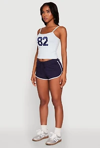 Womens Almost Famous Graphic Print Cropped Cami, White, Size L