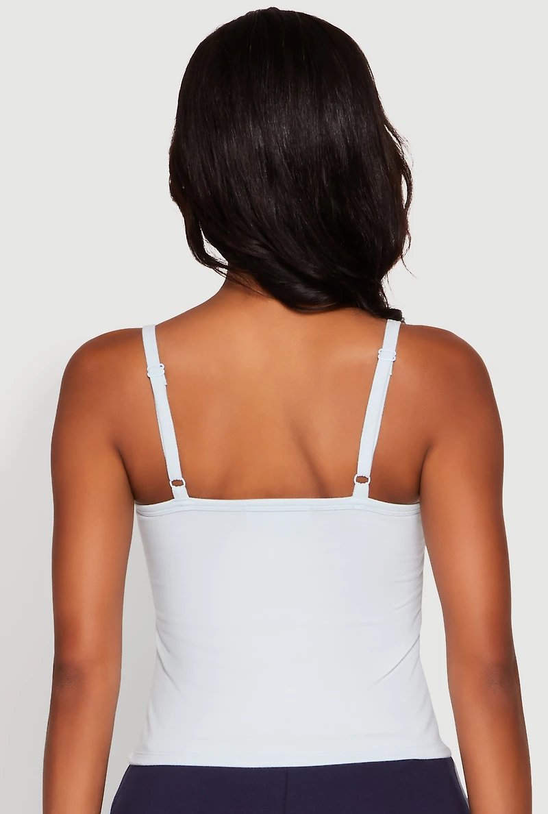 Womens Almost Famous Graphic Print Cropped Cami, White, Size L