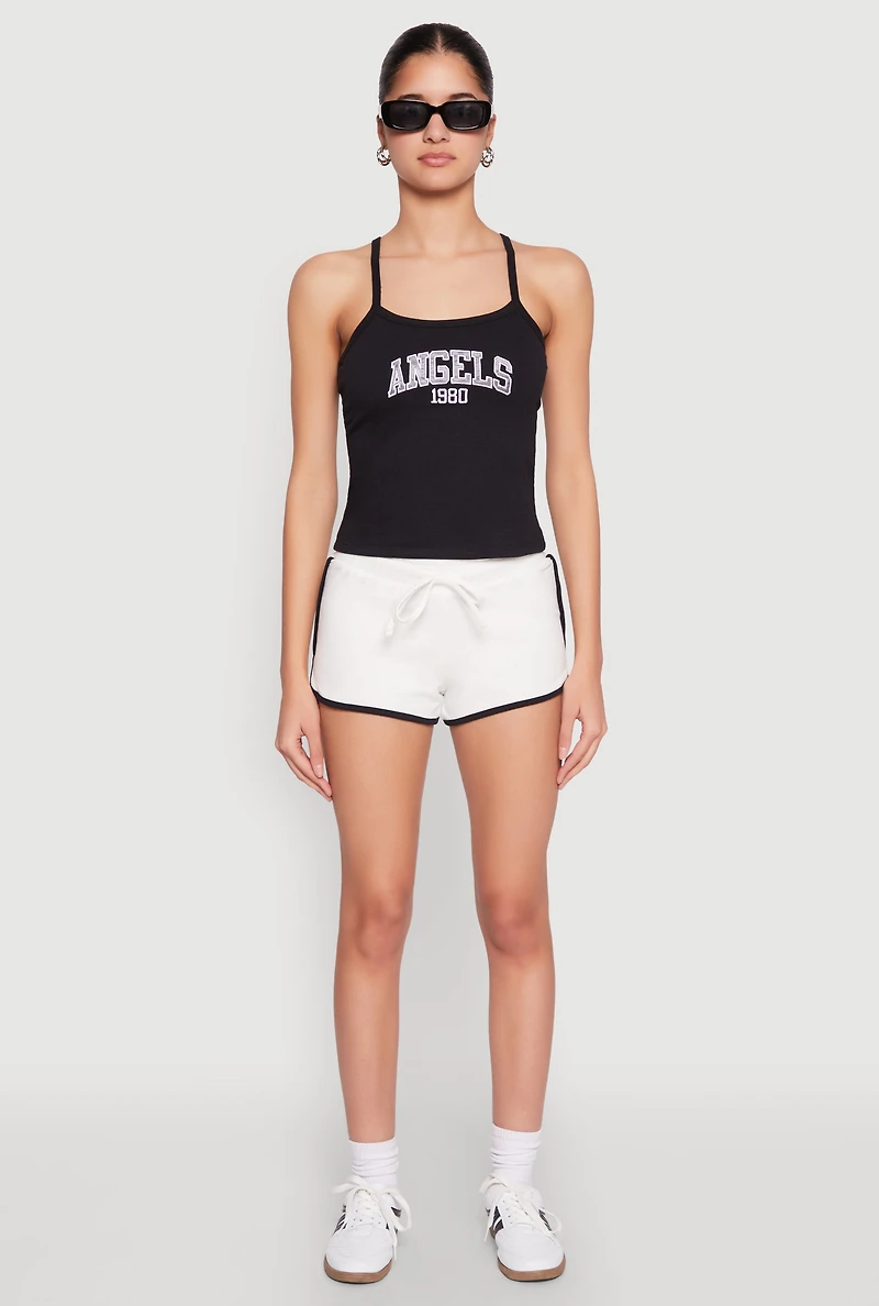 Womens Almost Famous Contrast Trim Dolphin Shorts, White, Size M