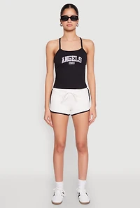 Womens Almost Famous Contrast Trim Dolphin Shorts, White, Size M