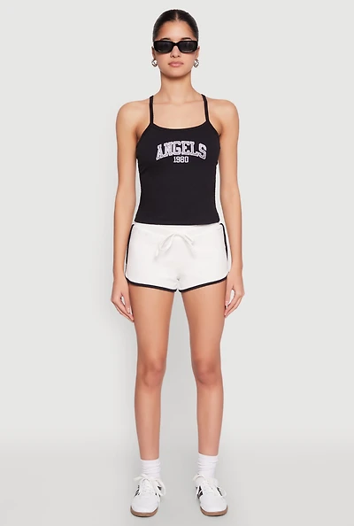 Womens Almost Famous Contrast Trim Dolphin Shorts, White, Size M