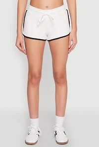 Womens Almost Famous Contrast Trim Dolphin Shorts, White, Size M