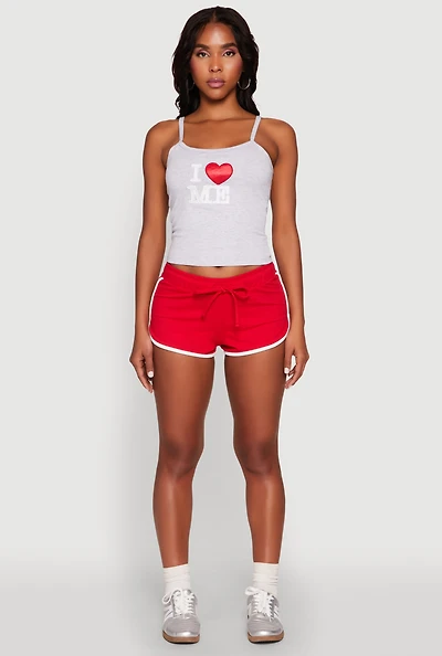 Womens Almost Famous Contrast Trim Dolphin Shorts, Red, Size XL