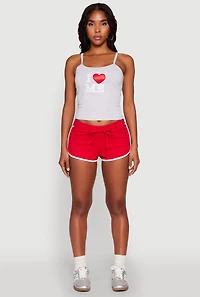 Womens Almost Famous Contrast Trim Dolphin Shorts, Red, Size XL
