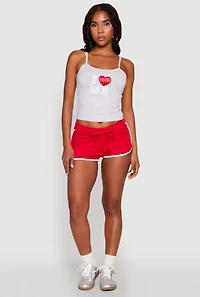 Womens Almost Famous Contrast Trim Dolphin Shorts, Red, Size XL