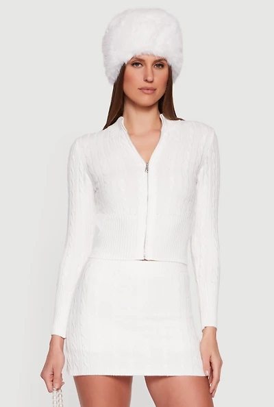 Almost Famous Cable Knit Zip Front Cardigan