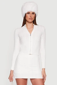 Almost Famous Cable Knit Zip Front Cardigan