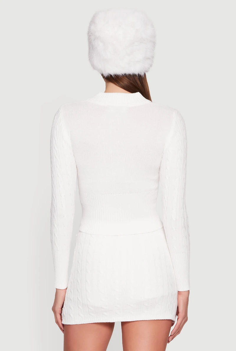 Almost Famous Cable Knit Zip Front Cardigan