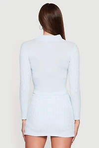 Almost Famous Cable Knit Zip Front Cardigan