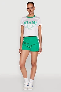 Womens Almost Famous Jersey Mesh Crop Top, White, Size L