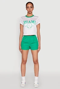 Womens Almost Famous Jersey Mesh Crop Top, White, Size L