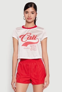 Womens Almost Famous Jersey Mesh Crop Top, Multi, Size L