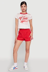 Womens Almost Famous Jersey Mesh Crop Top, Multi, Size L