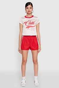 Womens Almost Famous Jersey Mesh Crop Top, Multi, Size L