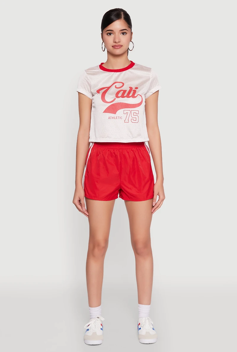 Womens Almost Famous Jersey Mesh Crop Top, Multi,