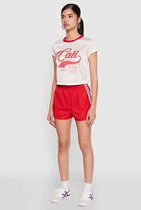 Womens Almost Famous Jersey Mesh Crop Top, Multi, Size L