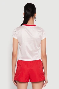 Womens Almost Famous Jersey Mesh Crop Top, Multi, Size L