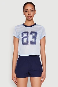 Womens Almost Famous Jersey Mesh Crop Top, L