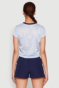 Womens Almost Famous Jersey Mesh Crop Top, L
