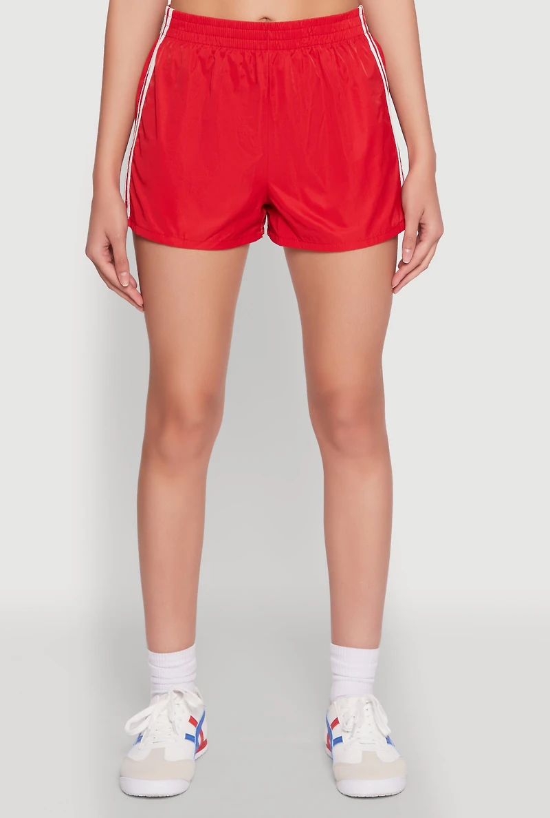 Womens Almost Famous Varsity Stripe Shorts, Red, Size S