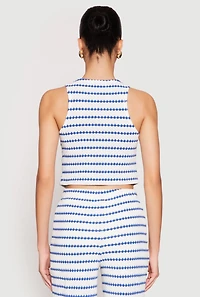 Womens Madden Girl Crochet Striped Vest, Blue, Size L
