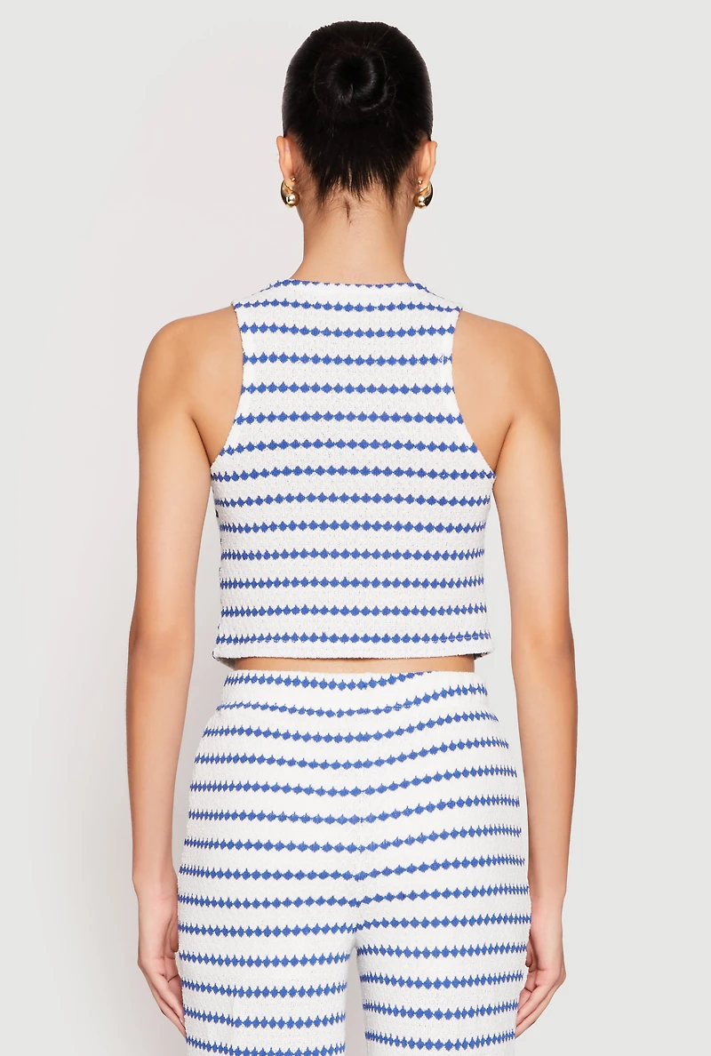Womens Madden Girl Crochet Striped Vest, Blue, Size S