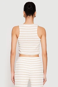 Womens Madden Girl Crochet Striped Vest, Beige, Size M