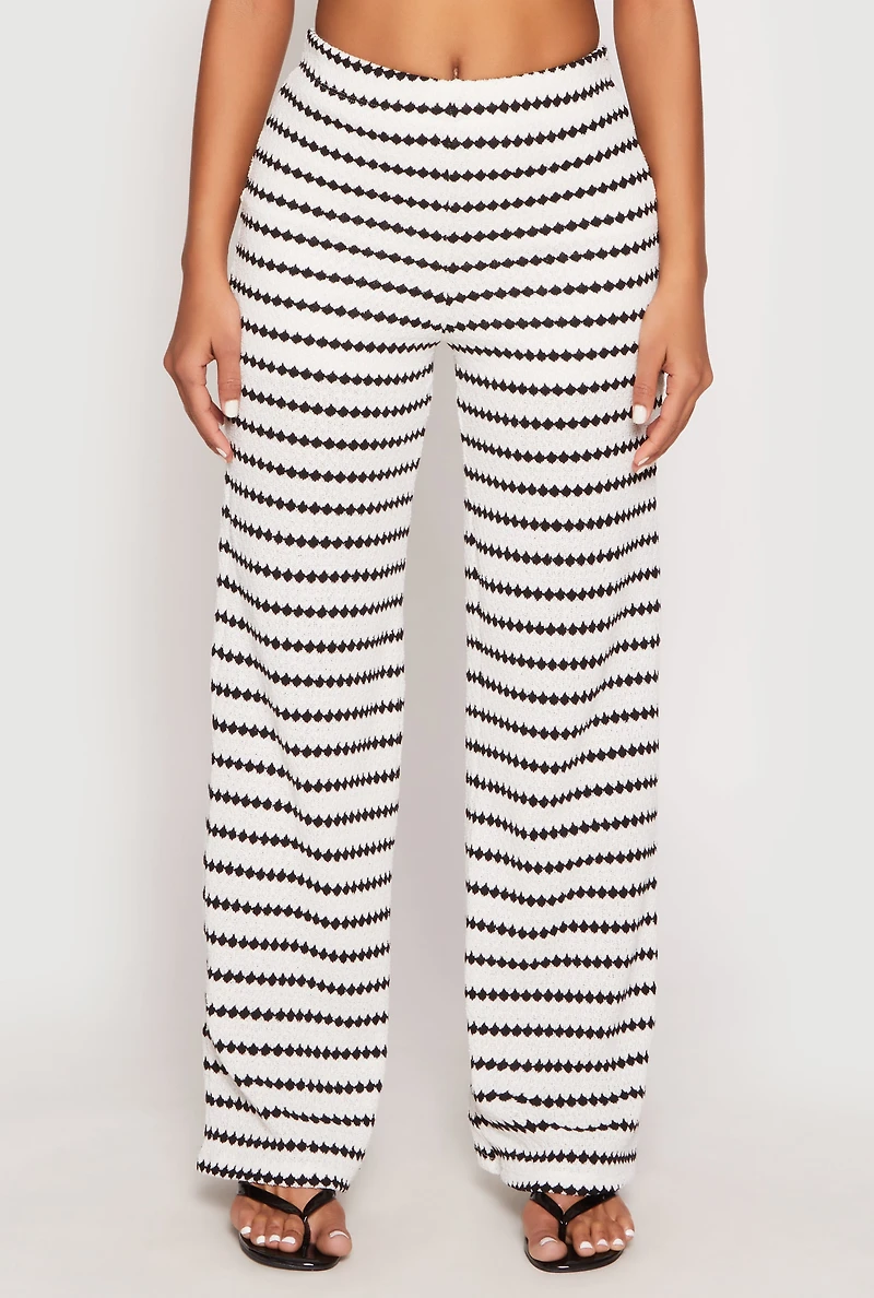 Womens Madden Girl Crochet Wide Leg Pants, Multi, Size L