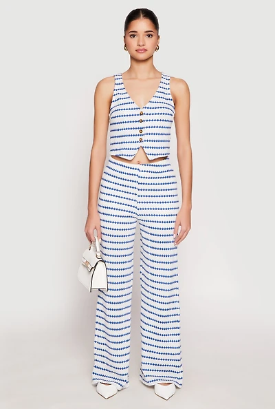 Womens Madden Girl Crochet Wide Leg Pants, Blue, Size L