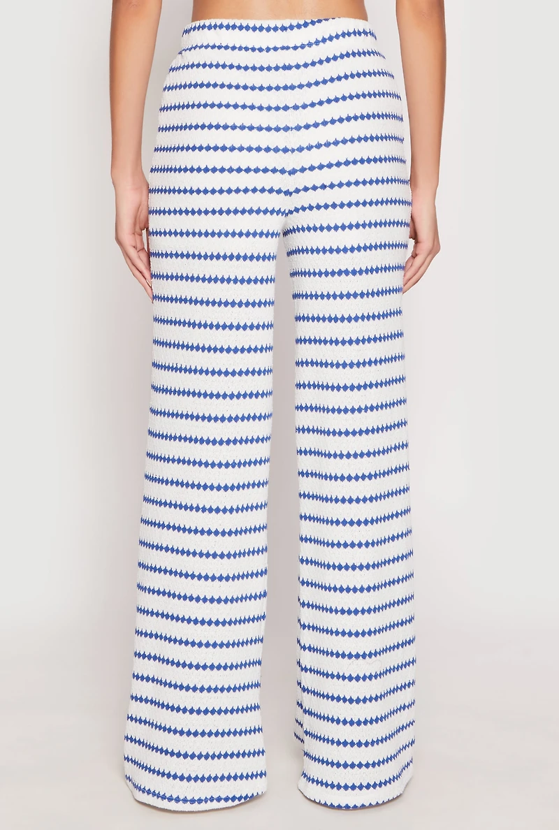 Womens Madden Girl Crochet Wide Leg Pants, Blue, Size L