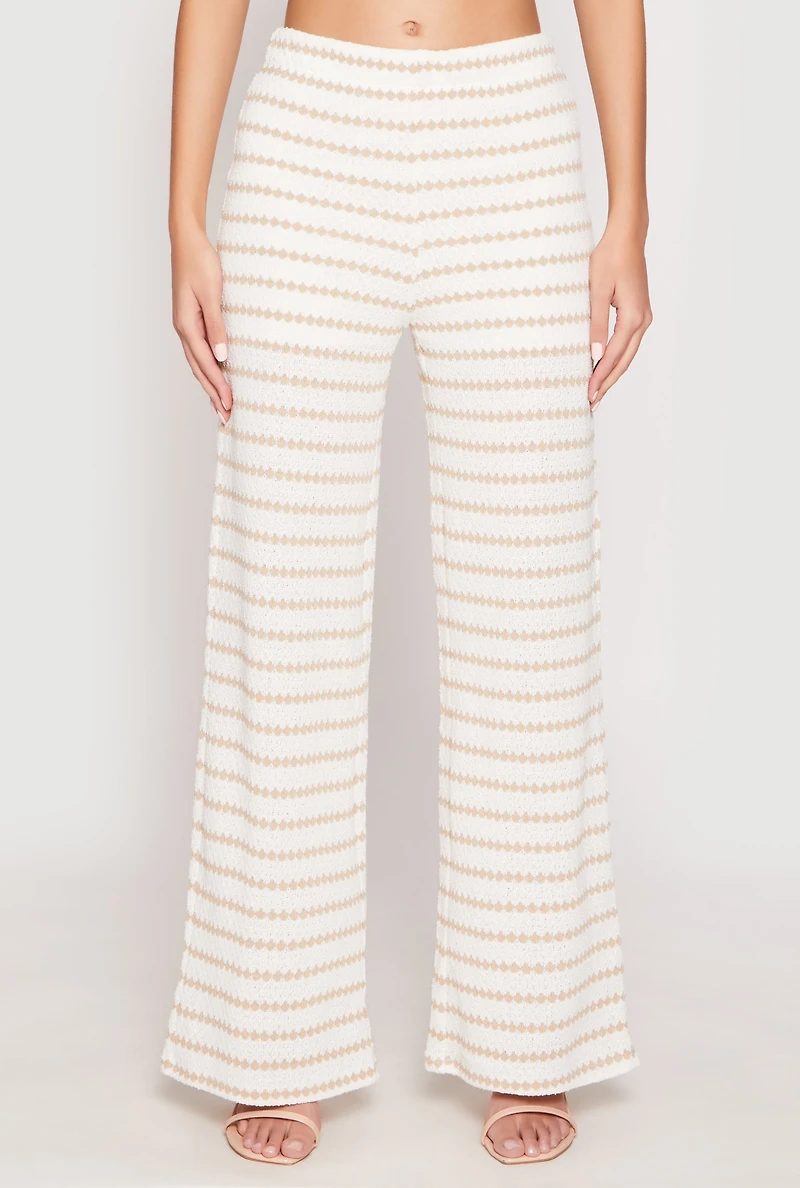 Womens Madden Girl Crochet Wide Leg Pants, Khaki, Size L