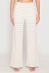 Womens Madden Girl Crochet Wide Leg Pants, Khaki, Size L