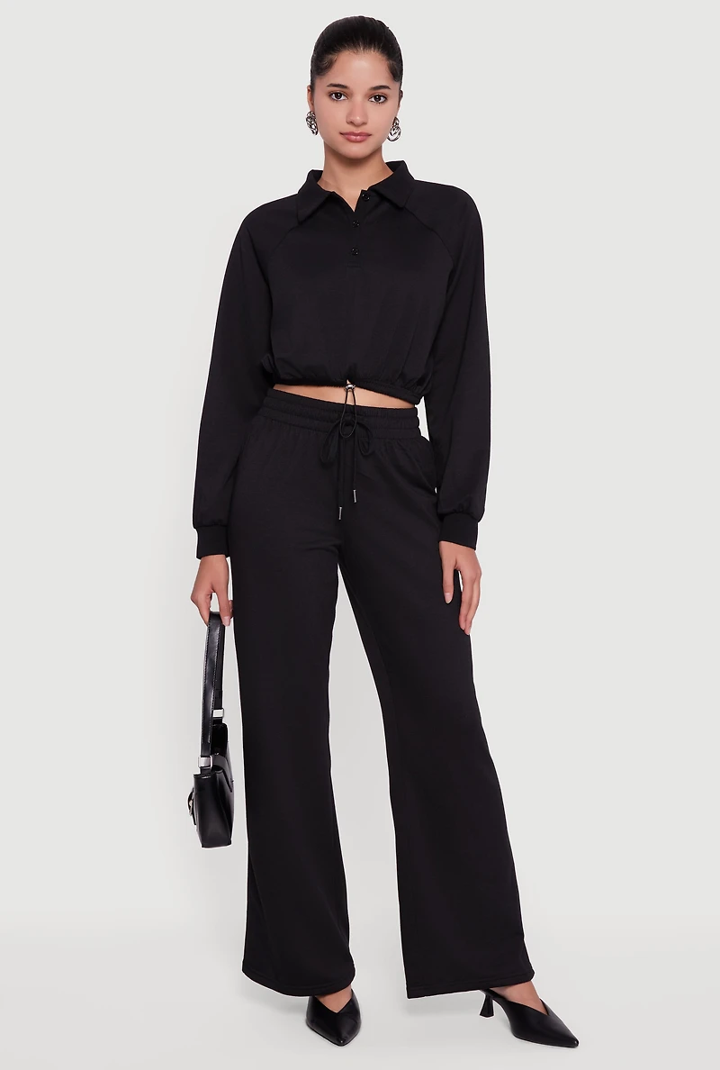 Almost Famous Drawstring Waist Flare Sweatpants
