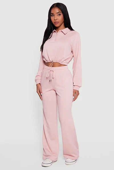 Almost Famous Drawstring Waist Flare Sweatpants