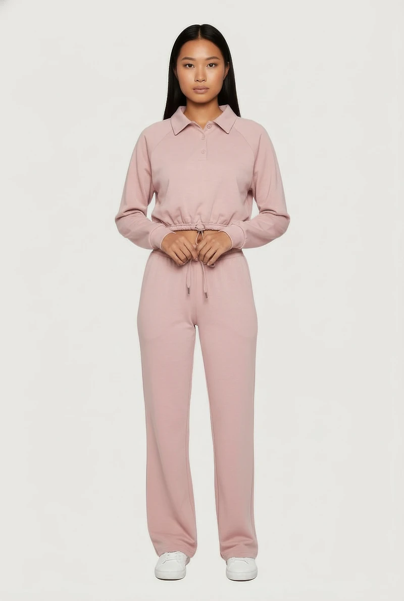 Almost Famous Drawstring Waist Flare Sweatpants