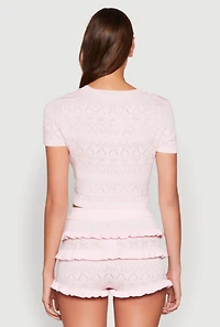 Womens Almost Famous Pointelle Knit Crop Top,