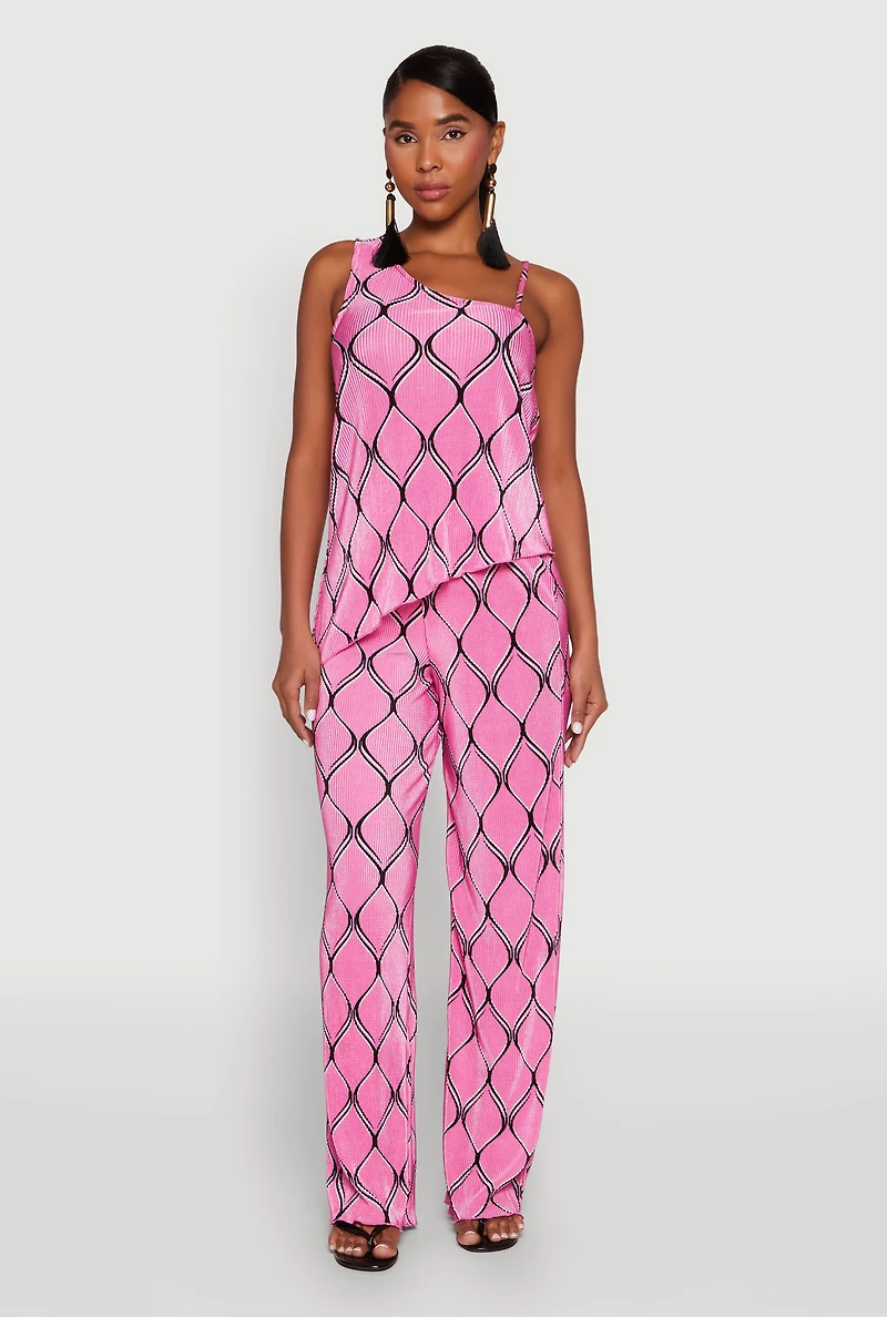 Womens Almost Famous Plisse Asymmetrical Top, Pink, Size S
