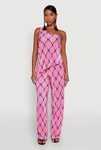 Womens Almost Famous Plisse Asymmetrical Top, Pink, Size S