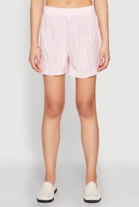 Almost Famous Plisse Lettuce Edge Striped Shorts