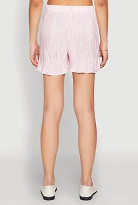 Almost Famous Plisse Lettuce Edge Striped Shorts